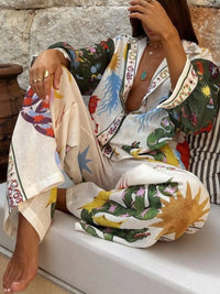 Printed Long Sleeve Shirt and Pants Set