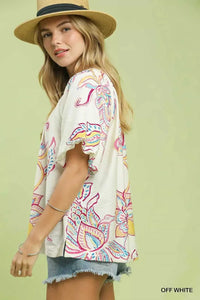 Umgee Paisley Print Puff Sleeve Top 100100603591467 49 Affordable Fashion Under $100 Jerry's Apparel 