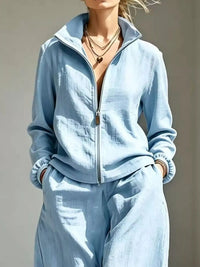 Full Size Zip-Up Jacket and Wide-Leg Pants Set Plus Size 101001541614338 62 Affordable Fashion Under $100 Jerry's Apparel 