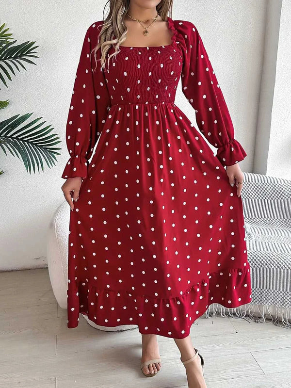 Polka Dot Flounce Sleeve Midi Dress 100100910600378 35 Gifts for Her Jerry's Apparel 