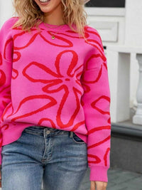 Flower Crew Neck Long Sleeve Sweater 100100780503301 49 Affordable Fashion Under $100 Jerry's Apparel 