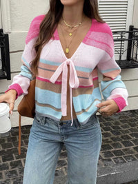 Striped Tie-Front Cardigan 100100467324881 42 Affordable Fashion Under $100 Jerry's Apparel 