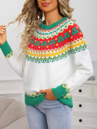 Clover Pattern Round Neck Knitted Sweater 100100324536502 52 Affordable Fashion Under $100 Jerry's Apparel 