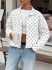 Polka Dot Zip Up Cropped Jacket 100100822180695 55 Affordable Fashion Under $100 Jerry's Apparel 