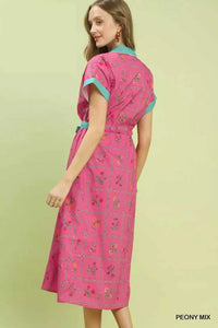 Umgee Mix Floral Button-Front Midi Dress 100100951291613 62 Affordable Fashion Under $100 Jerry's Apparel 