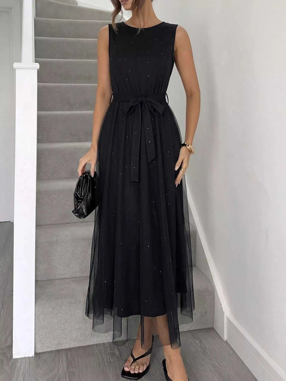 Glitter Sleeveless Tulle Midi Dress 100100013591888 42 Affordable Fashion Under $100 Jerry's Apparel 