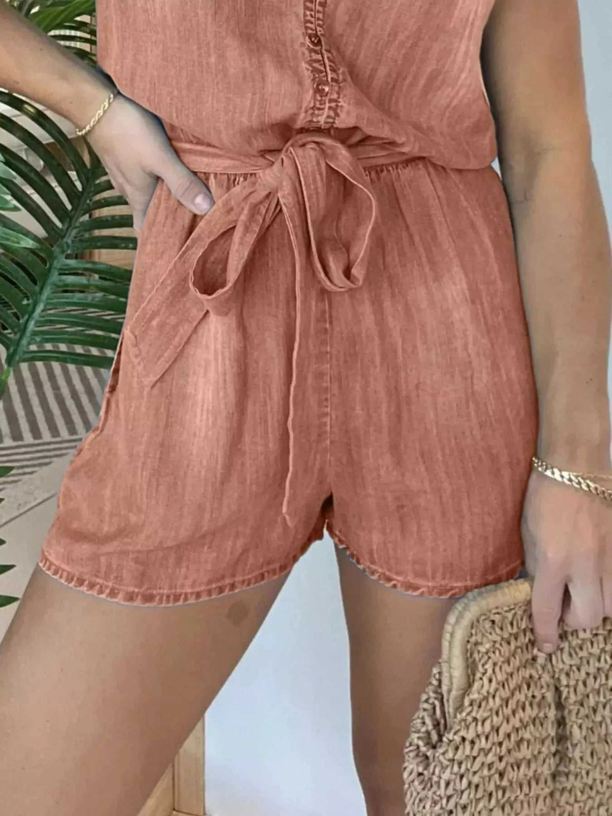 Full Size Tie Waist Cap Sleeve Romper Plus Size 100100206780989 60 Affordable Fashion Under $100 Jerry's Apparel 