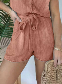 Full Size Tie Waist Cap Sleeve Romper Plus Size 100100206780989 60 Affordable Fashion Under $100 Jerry's Apparel 
