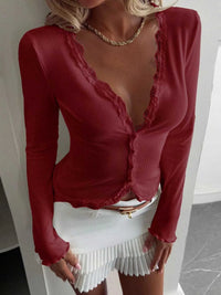 Lace Trim Long Sleeve Top 100100696599078 30 Affordable Fashion Under $100 Jerry's Apparel 