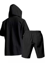 Men's Full Size Casual Short Sleeve Hooded Top & Shorts Set Plus Size 100400516300519 42 Gifts for Him Jerry's Apparel 