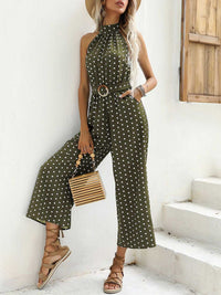 Polka Dot Halter Neck Wide Leg Jumpsuit 100100526983113 42 Affordable Fashion Under $100 Jerry's Apparel 