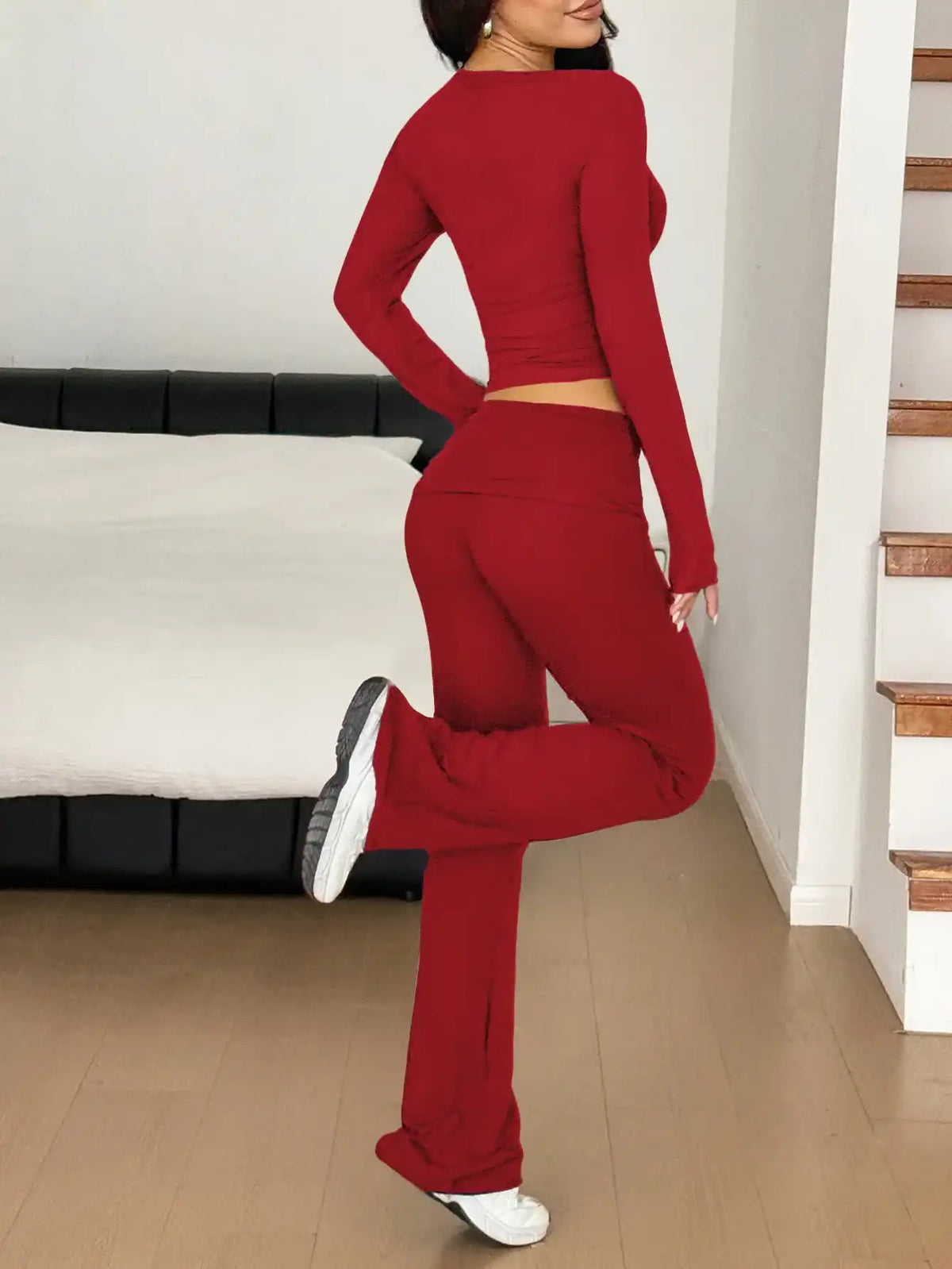Long Sleeve Crop Top and Bootcut Pants Set 100100923609172 63 Affordable Fashion Under $100 Jerry's Apparel 
