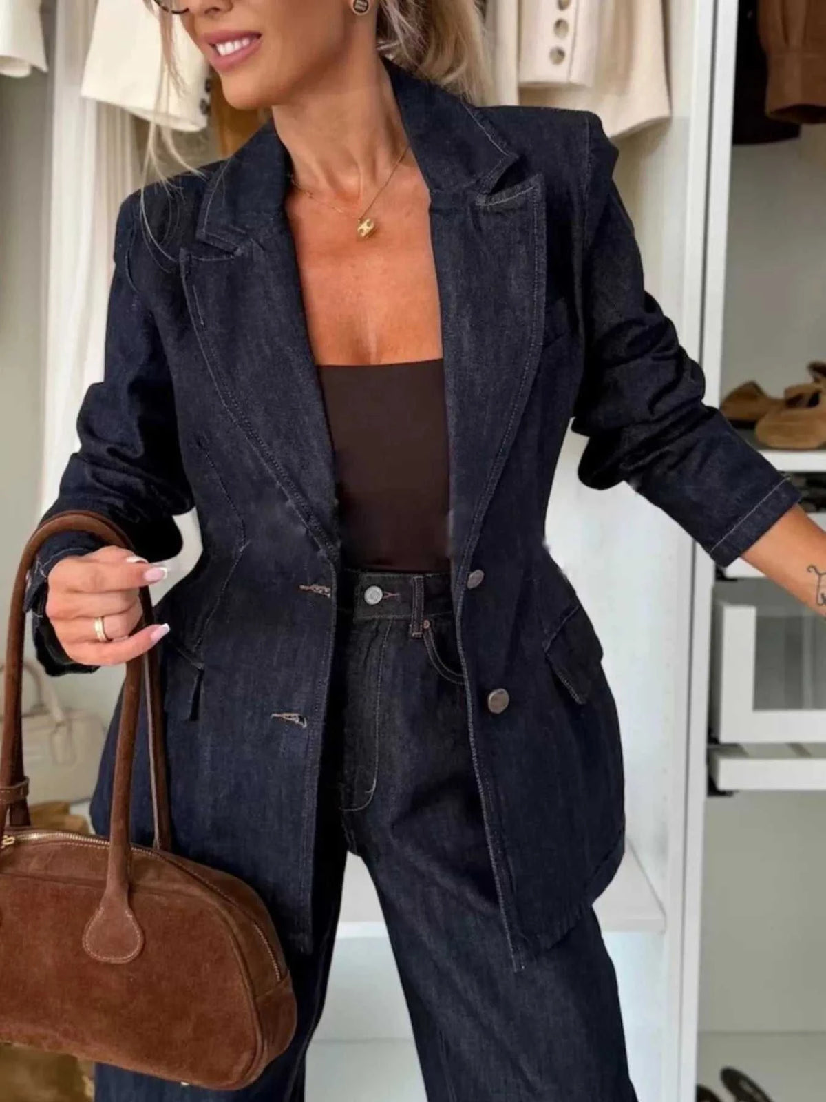 Single-Breasted Washed Denim Blazer 100100032591022 67 Affordable Fashion Under $100 Jerry's Apparel 