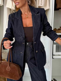Single-Breasted Washed Denim Blazer 100100032591022 67 Affordable Fashion Under $100 Jerry's Apparel 