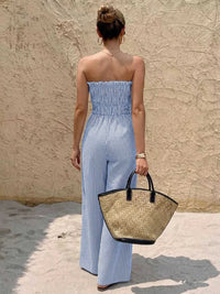 Striped Strapless Tie Front Wide Leg Jumpsuit 100100534610280 39 Affordable Fashion Under $100 Jerry's Apparel 