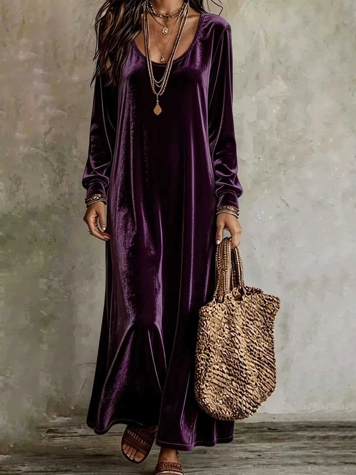 Velvet Maxi Dress with Flowy Hem 100100506619632 27 Affordable Fashion Under $100 Jerry's Apparel 