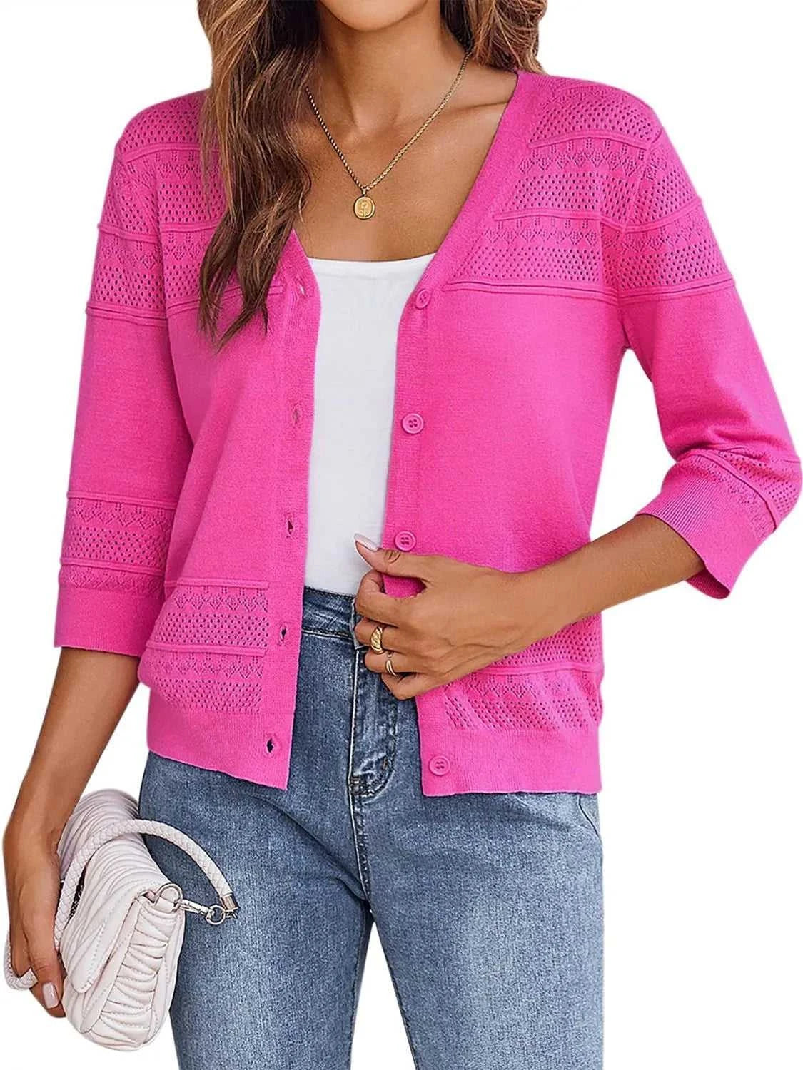 Button Up 3/4 Sleeve Cardigan 100100159971784 37 Affordable Fashion Under $100 Jerry's Apparel 