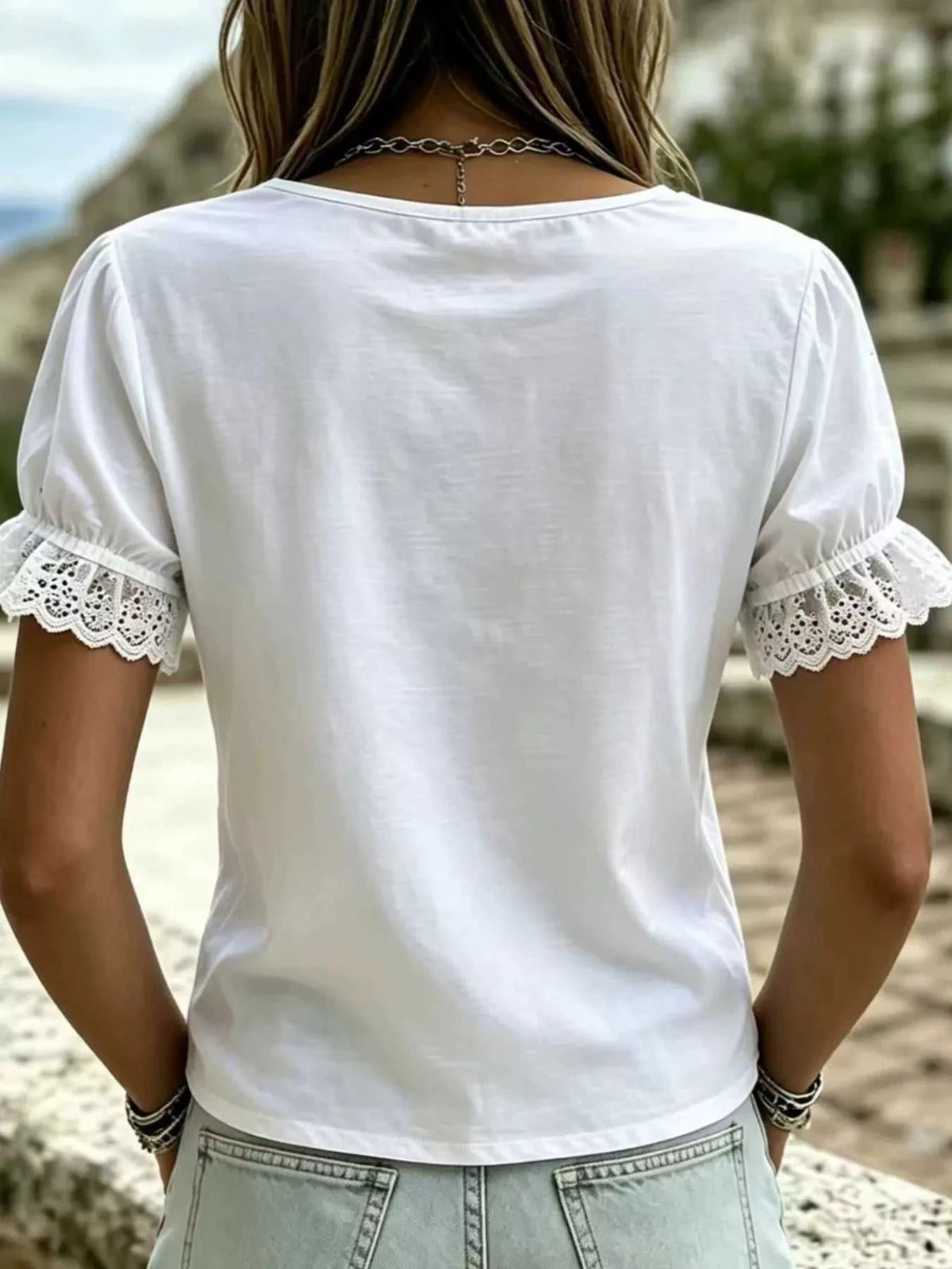 Plus Size Daisy Lace Detail Puff Sleeve T-Shirt 100100161881120 26 Affordable Fashion Under $100 Jerry's Apparel 