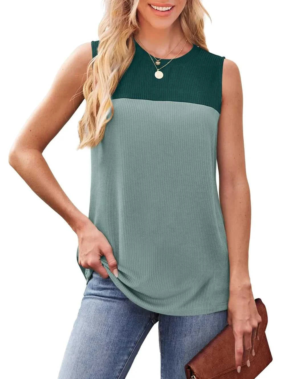 Color Block Round Neck Tank 100100795101366 16 Affordable Fashion Under $100 Jerry's Apparel 