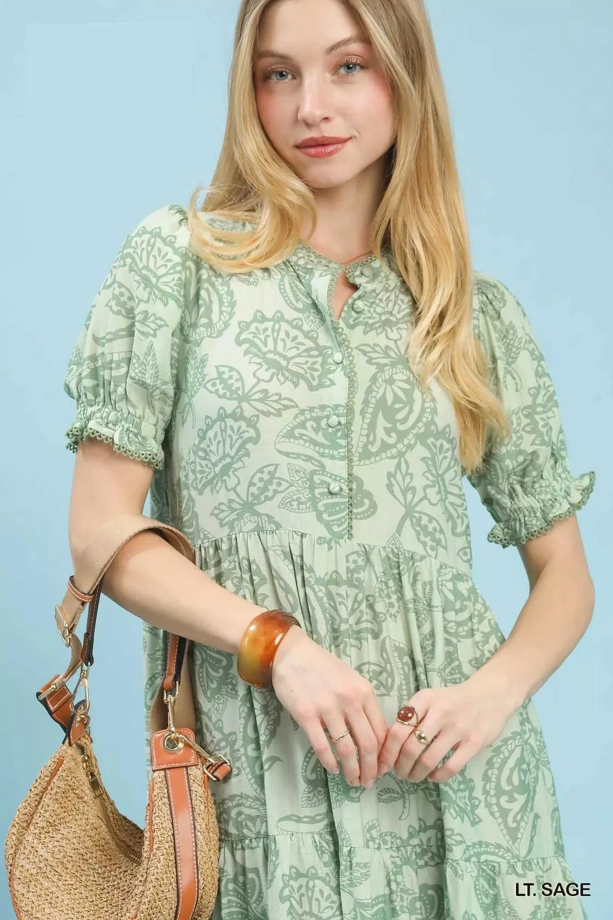 Umgee Paisley Print Tiered Midi Dress 100100646651075 64 Affordable Fashion Under $100 Jerry's Apparel 