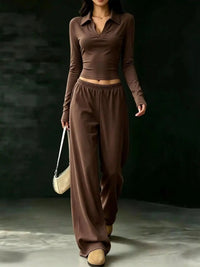 Long-Sleeve Polo Top and Wide-Leg Pants Set 101001218867188 53 Affordable Fashion Under $100 Jerry's Apparel 