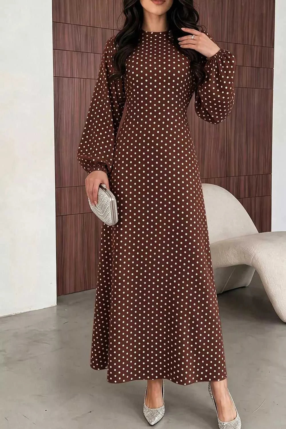 Polka Dot Long Sleeve Maxi Dress 101001469171625 35 Affordable Fashion Under $100 Jerry's Apparel 