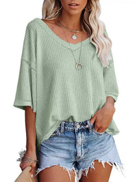 Waffle Knit V-Neck Short Sleeve T-Shirt 100100993990875 26 Affordable Fashion Under $100 Jerry's Apparel 
