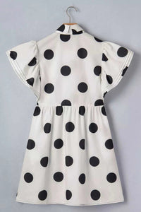 Polka Dot Print Half Button Ruffled Short Sleeve Loose Mini Dress 100100012871673 57 Affordable Fashion Under $100 Jerry's Apparel 