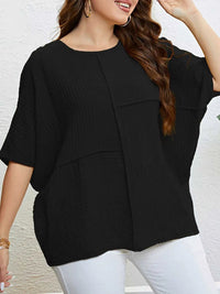 Plus Size Relaxed Fit Textured Half Sleeve T-Shirt 100100875725942 35 Affordable Fashion Under $100 Jerry's Apparel 
