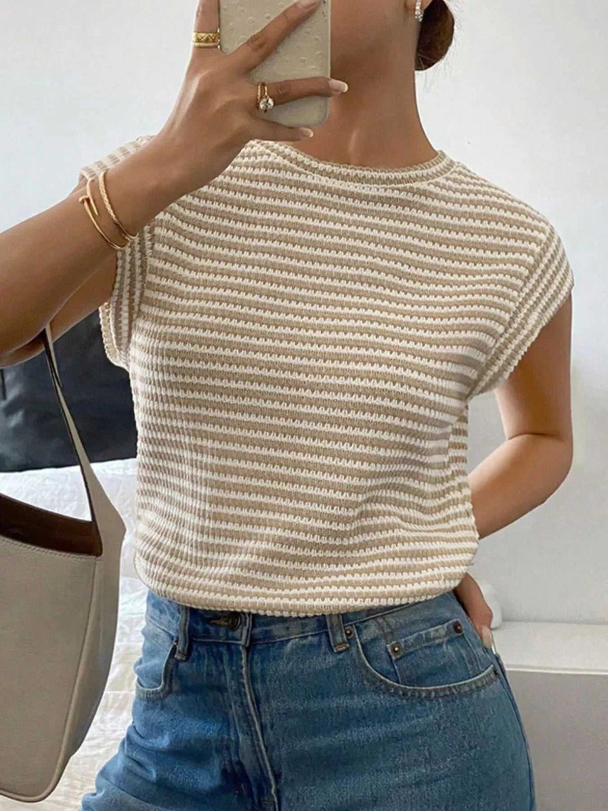 Full Size Striped Round Neck Short Sleeve T-Shirt Plus Size 100100816884494 24 Affordable Fashion Under $100 Jerry's Apparel 