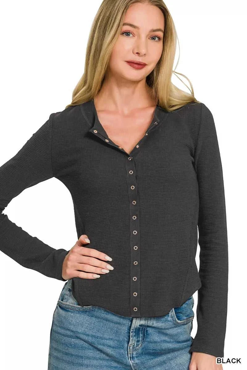 Zenana Double Knit Snap Button Shirts 100100874251621 28 Affordable Fashion Under $100 Jerry's Apparel 