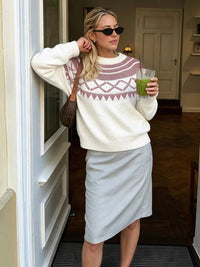 Geometric Crew Neck Knit Sweater 101002372250452 55 Affordable Fashion Under $100 Jerry's Apparel 