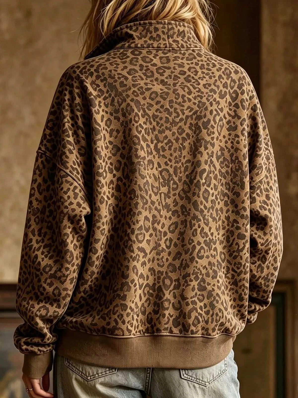 Leopard Half Zip Oversized Sweatshirt 101001634174267 49 Affordable Fashion Under $100 Jerry's Apparel 