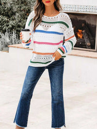 Color Block Striped Pointelle Knit Sweater 100100460861527 43 Affordable Fashion Under $100 Jerry's Apparel 