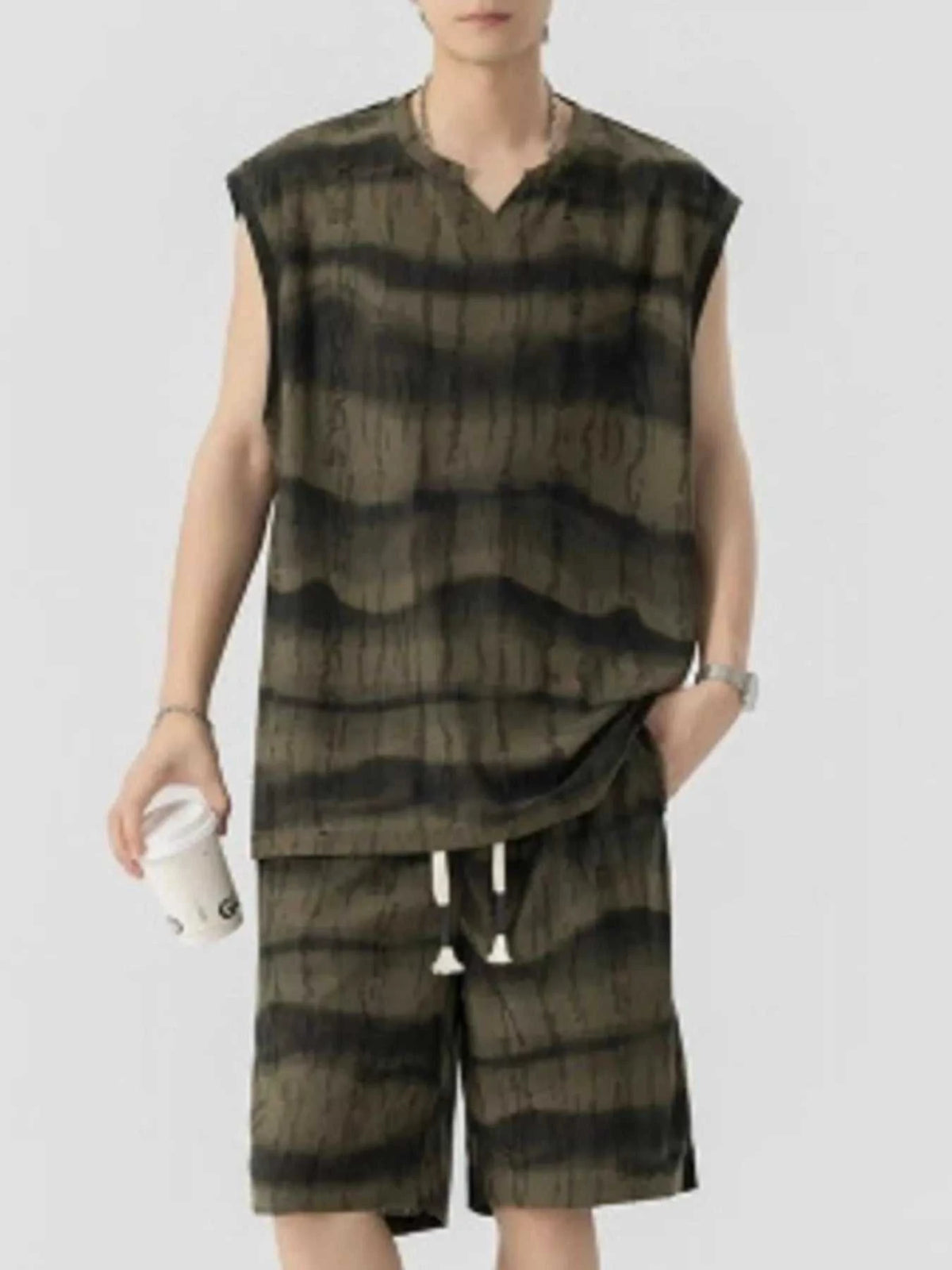 Men's Plus Size Striped Tank and Shorts Set 100400448643222 56 Affordable Fashion Under $100 Jerry's Apparel 