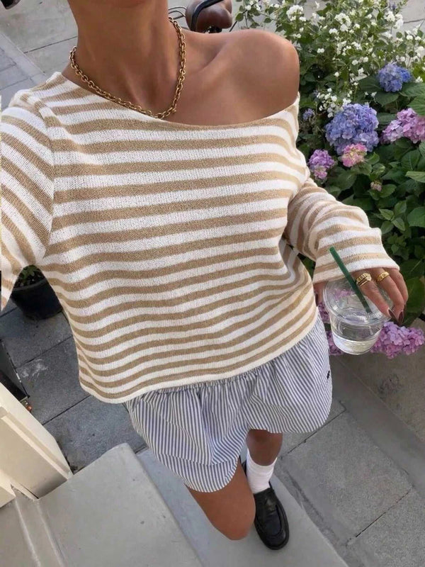 Boat Neck Striped Long Sleeve T-Shirt 101001508251886 40 Affordable Fashion Under $100 Jerry's Apparel 