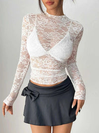 Elegant Floral Lace Long Sleeve Top 100100546169015 23 Affordable Fashion Under $100 Jerry's Apparel 
