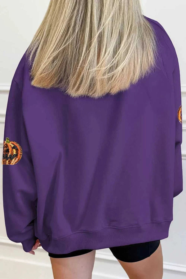 Sequin Pumpkin Spooky Halloween Sweatshirt 101001462340067 52 Affordable Fashion Under $100 Jerry's Apparel 