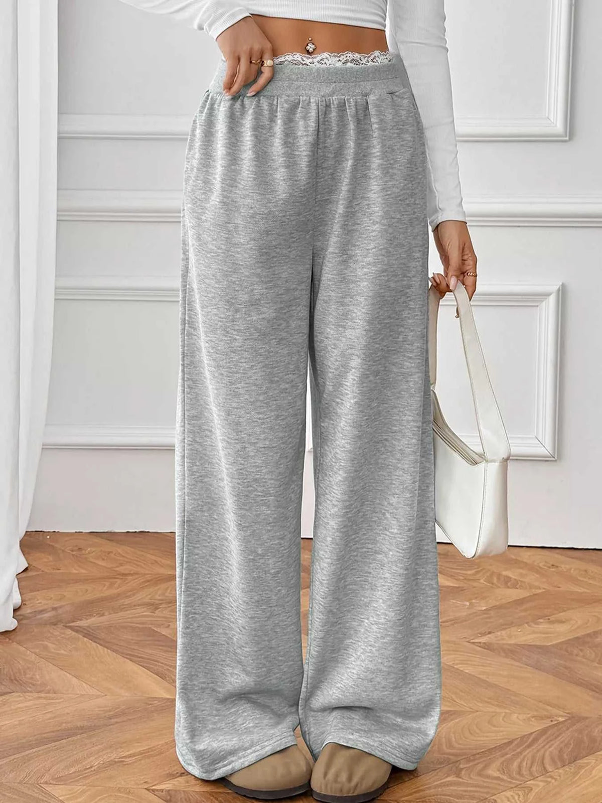 Lace Detail Wide Leg Casual Pants 100100750566333 33 Affordable Fashion Under $100 Jerry's Apparel 