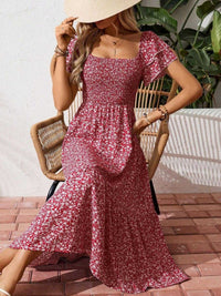 Floral Print Smocked Ruffle Sleeves Dress 100100039252836 42 Affordable Fashion Under $100 Jerry's Apparel 