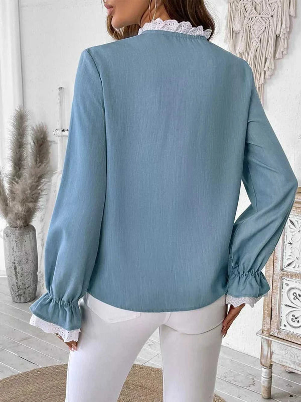 Perfee Lace Detail Button Down Long Sleeve Shirt 100100244411847 35 Affordable Fashion Under $100 Jerry's Apparel 
