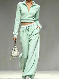 Full Size Half Zip Cropped Top and Pants Set Plus Size 101001454069686 52 Affordable Fashion Under $100 Jerry's Apparel 