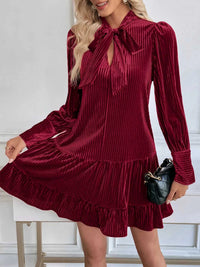 Velvet Tie Front Tiered Mini Dress 100100994495878 52 Affordable Fashion Under $100 Jerry's Apparel 