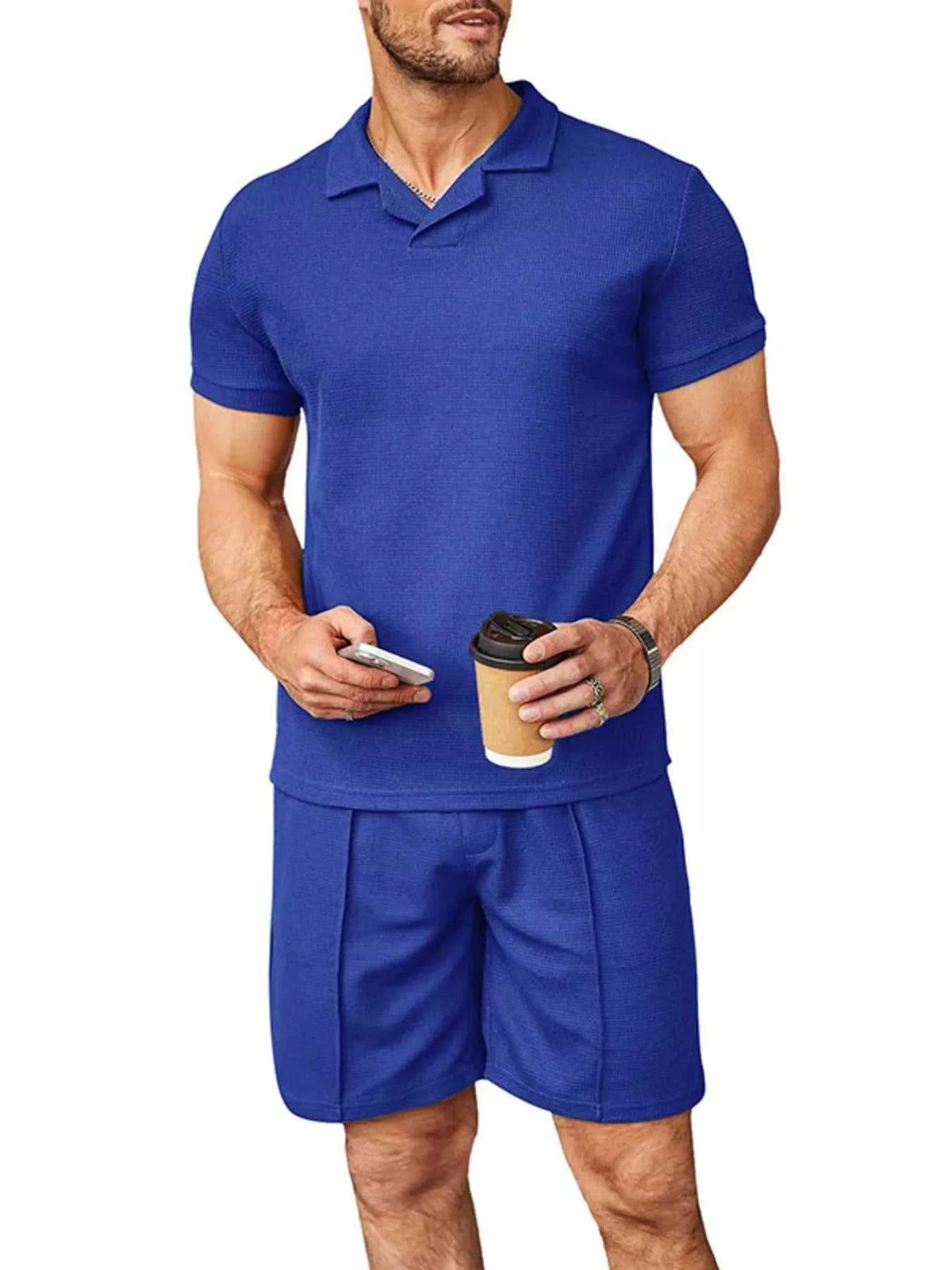 Men's Full Size Casual Short Sleeve Polo and Shorts Set Plus Size 100400558917074 34 Affordable Fashion Under $100 Jerry's Apparel 
