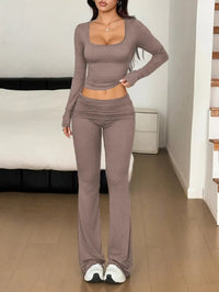 Long Sleeve Crop Top and Bootcut Pants Set 100100923609172 63 Affordable Fashion Under $100 Jerry's Apparel 
