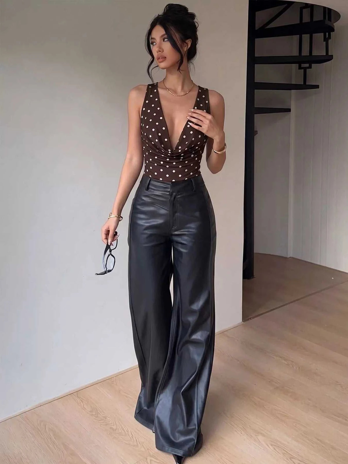 Polka Dot Cowl Neck Bodysuit 100100191422082 27 Affordable Fashion Under $100 Jerry's Apparel 