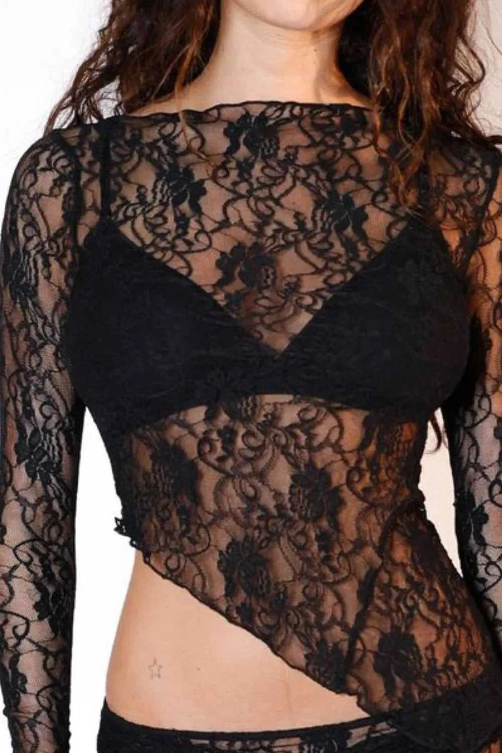 Lace Long Sleeve Sheer Crop Top 100100846441155 17 Affordable Fashion Under $100 Jerry's Apparel 