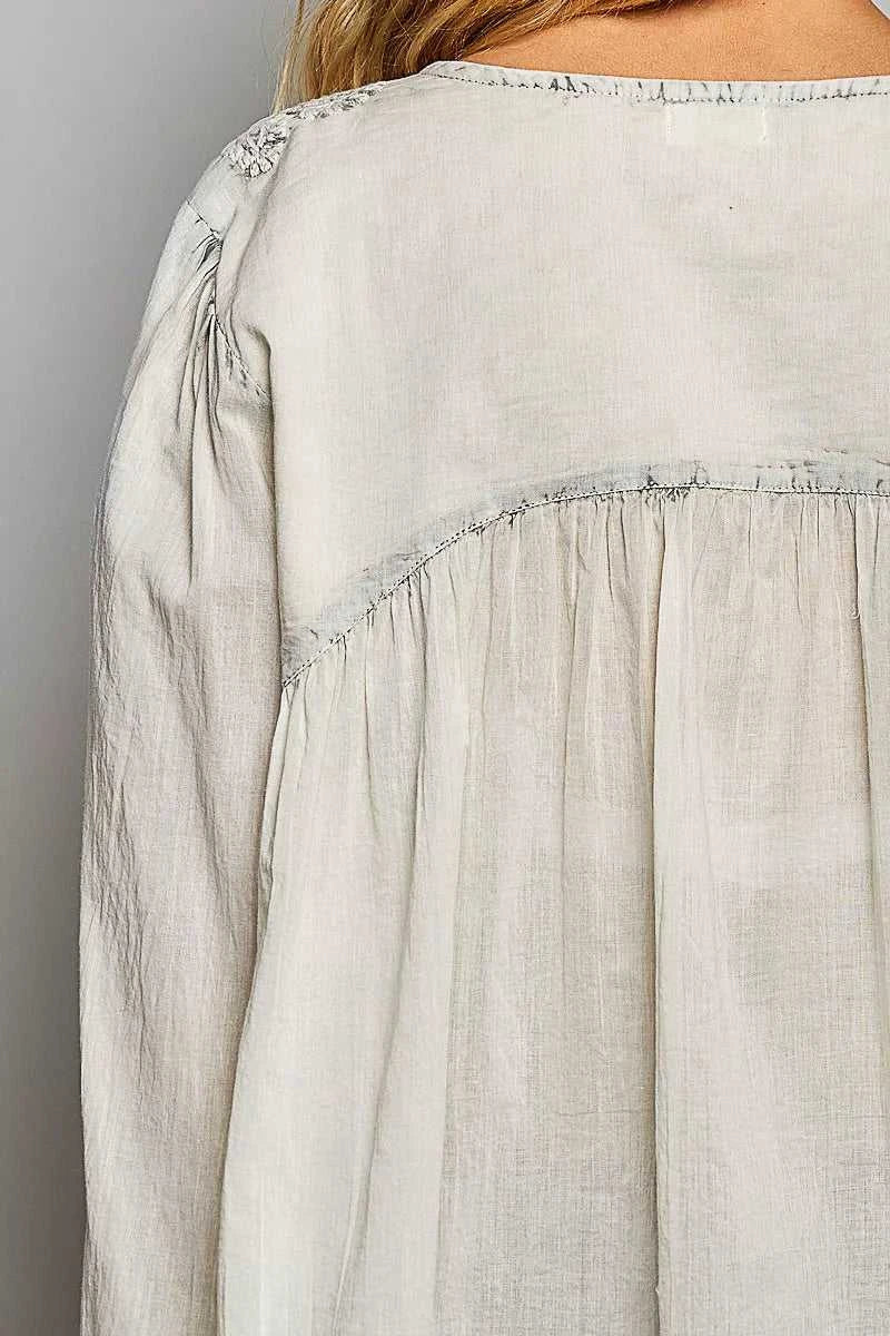POL Embroidered Button Front Woven Shirt 100100573751599 59 Affordable Fashion Under $100 Jerry's Apparel 