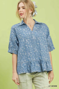 Umgee Paisley Print Chambray Top 100100431981681 57 Affordable Fashion Under $100 Jerry's Apparel 
