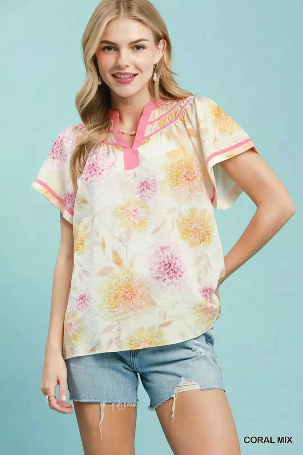 Umgee Floral Flutter Sleeve Blouse 100100078731293 47 Affordable Fashion Under $100 Jerry's Apparel 